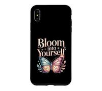 Custodia per iPhone XS Max Bloom Into Yourself - Citazione floreale con farfalla