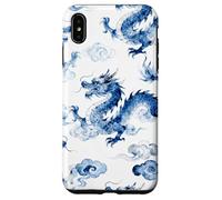 Custodia per iPhone XS Max Blu Cinese Drago Cinese Acquarello Arte - Asiatico Fortunato