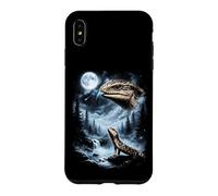 Custodia per iPhone XS Max Blu Tongued Skink Howling at Moon 90's Retro
