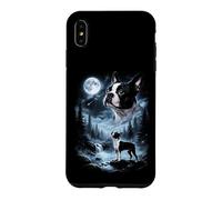 Custodia per iPhone XS Max Boston Terrier Howling to the Moon, cane retrò anni '90