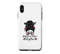Custodia per iPhone XS Max Boston Terrier Kinda Busy Being A Dog Mom Messy Bun