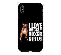 Custodia per iPhone XS Max Boxer da compagnia divertente con scritta «I Love Wiggly Boxer Girls»