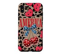 Custodia per iPhone XS Max Brown Cheetah America Girls Leopard Print Cherry E Bow