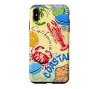 Custodia per iPhone XS Max California Coastal Seafood Collage Retro Beach Food Art