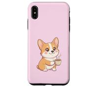 Custodia per iPhone XS Max cane simpatico divertente cucciolo di Corgie con tazza di cassa stile Kawaii