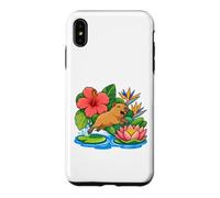Custodia per iPhone XS Max Capybara salta da Lily Pad su Lotus Boat