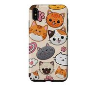 Custodia per iPhone XS Max Carino Kawaii Cat Faces Kitty Kitten Pattern Pet Amante Vet