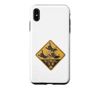 Custodia per iPhone XS Max Cartello retrò giapponese con gatto che attraversa la scritta "Caution Leaping Cats
