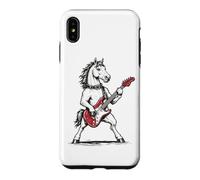 Custodia per iPhone XS Max Cavallo roccia stile divertente cavallo che suona la chitarra Rocker