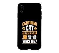 Custodia per iPhone XS Max Certificato Cat Whisperer Since 1977 Cat Theme Birthday Year