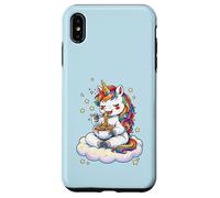 Custodia per iPhone XS Max Chibi Unicorno Mangia Arcobaleno Spaghetti Pasta Grafica
