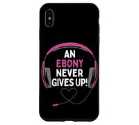 Custodia per iPhone XS Max Citazione di gioco "An Ebony Never Give Up" Cuffie personalizzate
