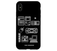 Custodia per iPhone XS Max Console retrò PC games nerd storia panoramica 8 bit pixel