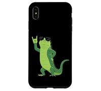 Custodia per iPhone XS Max Cool Iguana Rock On Funny Rettile Amante Animale Grafica Mano