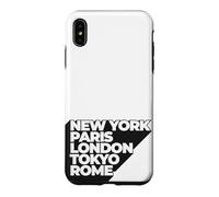 Custodia per iPhone XS Max Cool New York Paris London Tokyo Rome Illustration Graphic