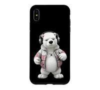 Custodia per iPhone XS Max Cool Polar Bear Cuffie Plaid Giacca Design