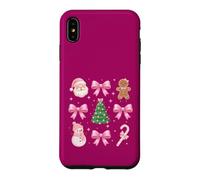 Custodia per iPhone XS Max Coquette Bow Pink Tree Babbo Natale pan di zenzero pupazzo di neve caramelle di Natale
