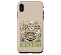 Custodia per iPhone XS Max Corro su caffè e codici barare Gioco divertente Pixel Art