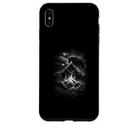 Custodia per iPhone XS Max Cowboy solitario da un falò con cavallo sotto il cielo occidentale