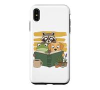 Custodia per iPhone XS Max Curious Reading Animals Frog Raccoon Dog Book Lover