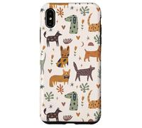 Custodia per iPhone XS Max Cute Dog Lover Theme Boho Aesthetic Retro Pet Pattern