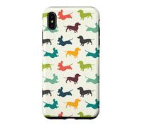 Custodia per iPhone XS Max Cute Funny Womens Jumping Multicolor Dachshund Lover Pattern