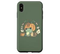 Custodia per iPhone XS Max Cute Kawaii Fall Cottagecore Aesthetic Frog With Pumpkin