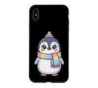 Custodia per iPhone XS Max Cute Kawaii Penguin Rainbow Beanie Scarf Winter