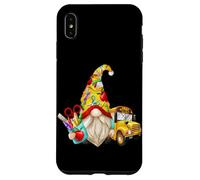 Custodia per iPhone XS Max Cute Teacher Gnome With Big Yellow Bus For School Bus Driver