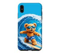 Custodia per iPhone XS Max Cute Teddy Bear Cavalcando le Onde Tavola Surf Forme Mania