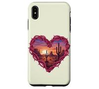 Custodia per iPhone XS Max Desert Heart Cactus Tramonto Southwest Romance Wall Art