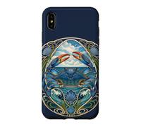Custodia per iPhone XS Max Design Art Nouveau Blue Crab Sea Life
