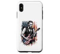Custodia per iPhone XS Max Divertente bandiera degli Stati Uniti con chitarra di Abraham Lincoln
