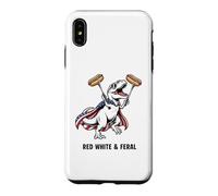 Custodia per iPhone XS Max Divertente T-Rex Red White & Feral Unstoppable T-Rex Hot Dog