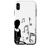 Custodia per iPhone XS Max DJ con giradischi e note musicali, Drum and Bass, Techno
