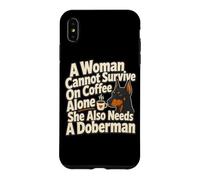 Custodia per iPhone XS Max Doberman Mom Coffee Amante dei cani