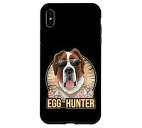 Custodia per iPhone XS Max Easter Bunny Saint Bernard Egg Hunter Amante dei cani