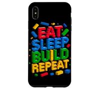 Custodia per iPhone XS Max EAT SLEEP BUILD REPEAT Master Builder Building Mattoni Blocchi