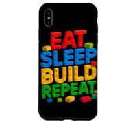 Custodia per iPhone XS Max EAT SLEEP BUILD REPEAT Master Builder Building Mattoni Blocchi