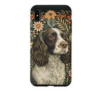 Custodia per iPhone XS Max English Springer Spaniel William Morris, decorazione floreale per cani