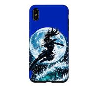 Custodia per iPhone XS Max Female Anime Ninja Warrior with Swords Under Full Moon
