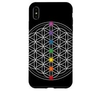 Custodia per iPhone XS Max fiore della vita con simboli chakra, geometria sacra mandala