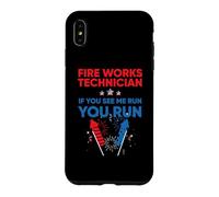 Custodia per iPhone XS Max Fire Works Technician If Me Run You Run 4th Of July