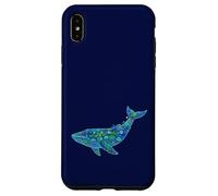 Custodia per iPhone XS Max Floral Whale Blue Humpback Botanical Flowers Ocean Nature