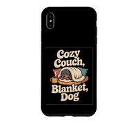 Custodia per iPhone XS Max Frase bassotto coccole caffè Cozy Couch Blanket Dog