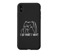 Custodia per iPhone XS Max Funny I do what I want cat flipping the bird offensive