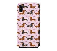 Custodia per iPhone XS Max Funny Womens Girls Pink Black & Tan Dachshund Lover Pattern