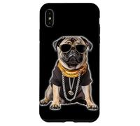 Custodia per iPhone XS Max Gangster Pug Hip Hop Cane con occhiali da sole e catena d'oro