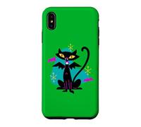 Custodia per iPhone XS Max Gatto nero vampiro retrò Atomic Age Mid-Century con ali di pipistrello