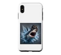 Custodia per iPhone XS Max Gatto Squalo che salta fuori dall'acqua Opera d'arte per gli amanti dell'oceano